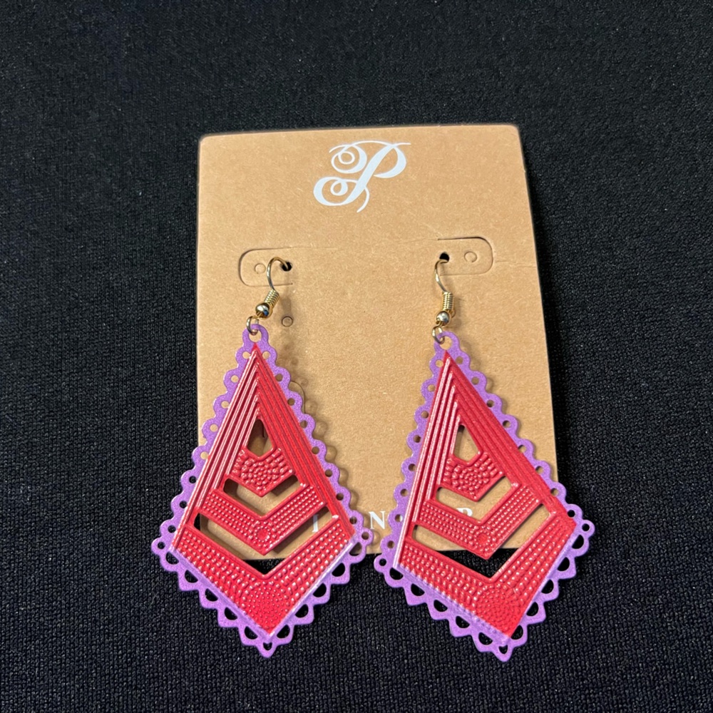 Geometric Pink and Purple Earrings